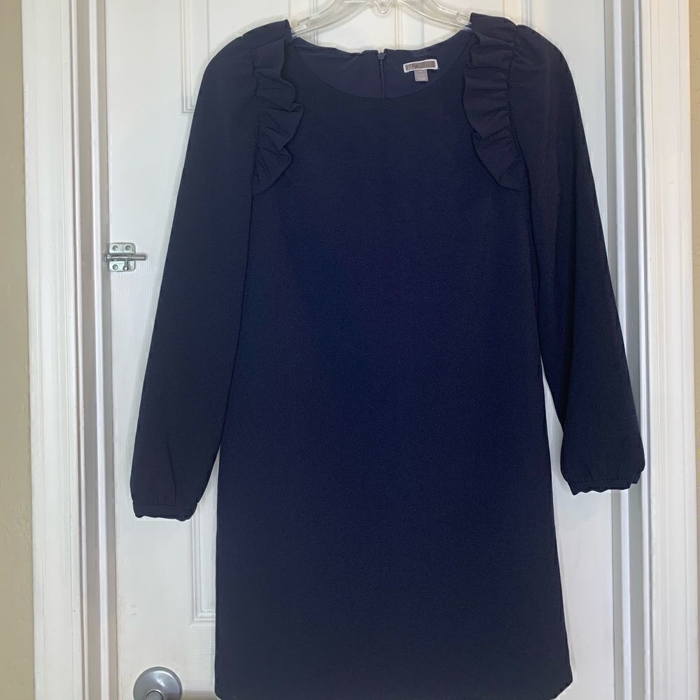 Chelsea 28 Long Sleeve Navy Blue Shift Dress Size 12